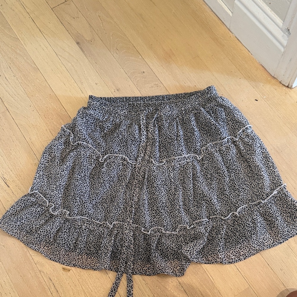 Sienna Sky Black and White Tiered Ruffle Skater Skirt